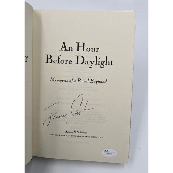 Jimmy Carter Signed Book An Hour Before Daylight Full Name Rare JSA COA - Picture 3 of 11
